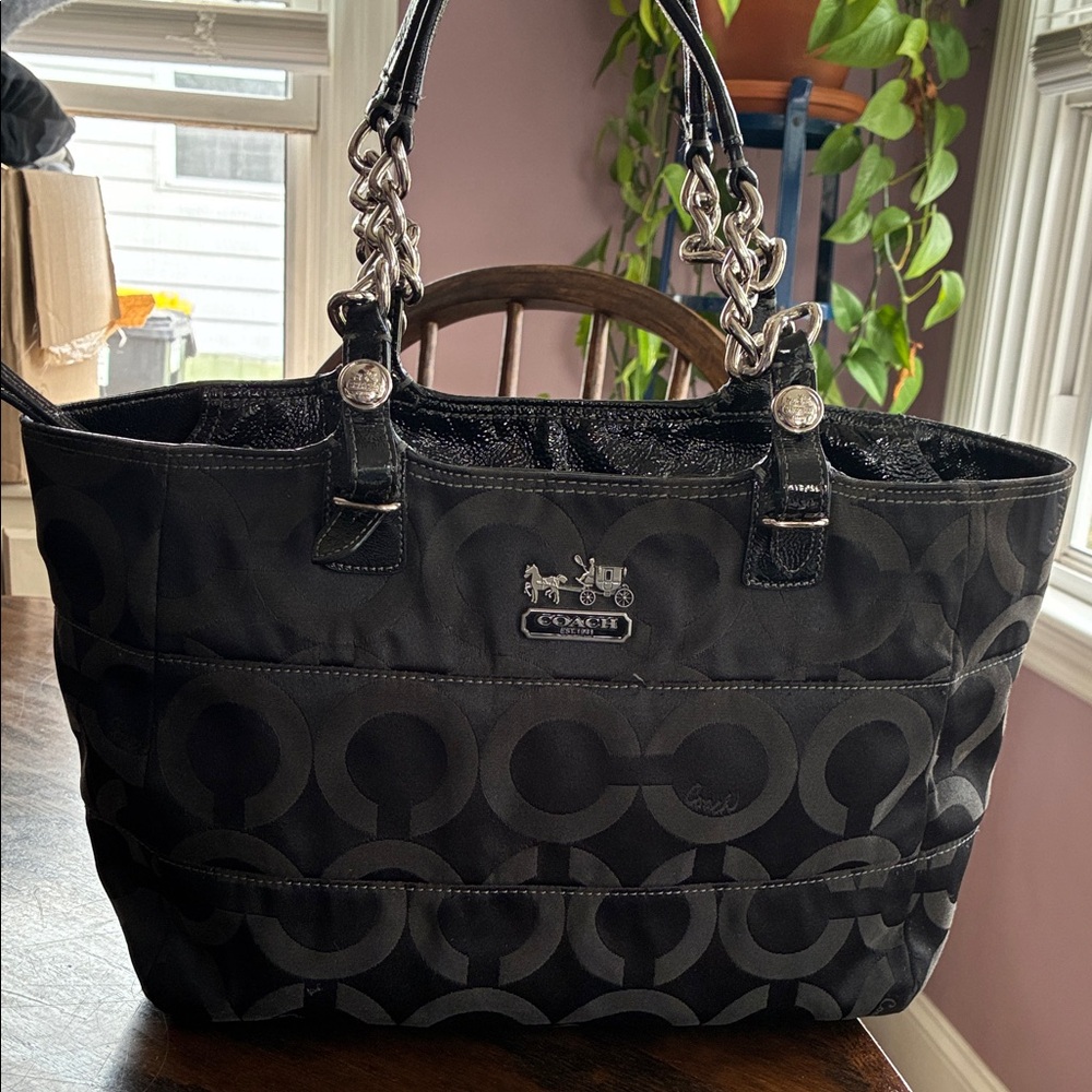 Coach Black Monogram Tote Bag